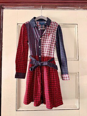 Polo Ralph Lauren - Girl's Plaid Cotton Poplin Shirtdress with belt - Size 6X